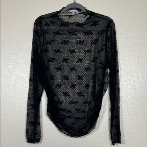 White Birch Black Sheer Long Sleeve Top